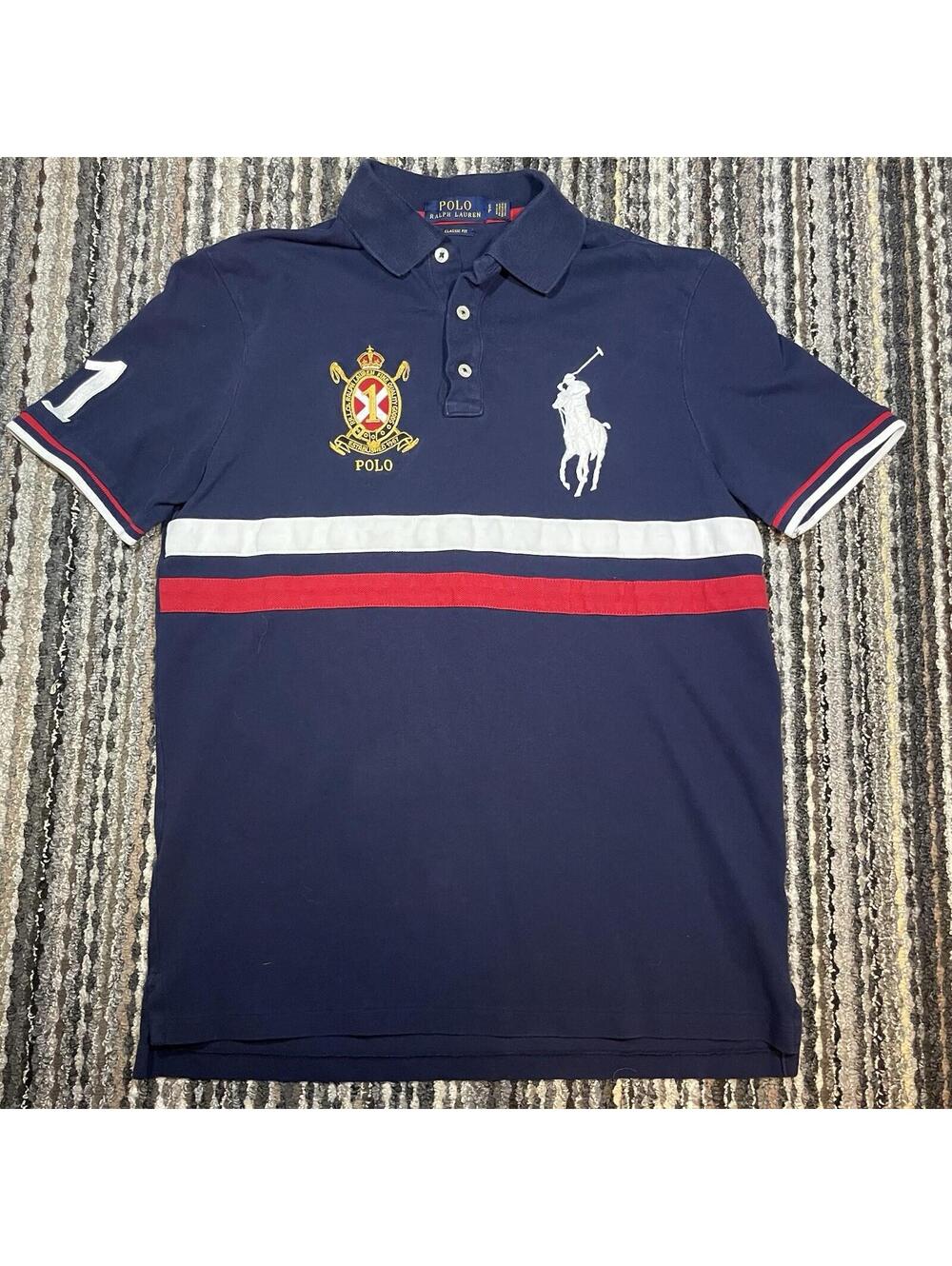 Polo Ralph Lauren Gold Metallic Big Pony Crest Logo Striped Solid Button Shirt